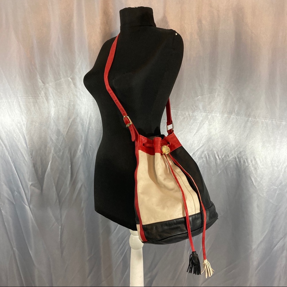 Fendi color block leather bucket bag